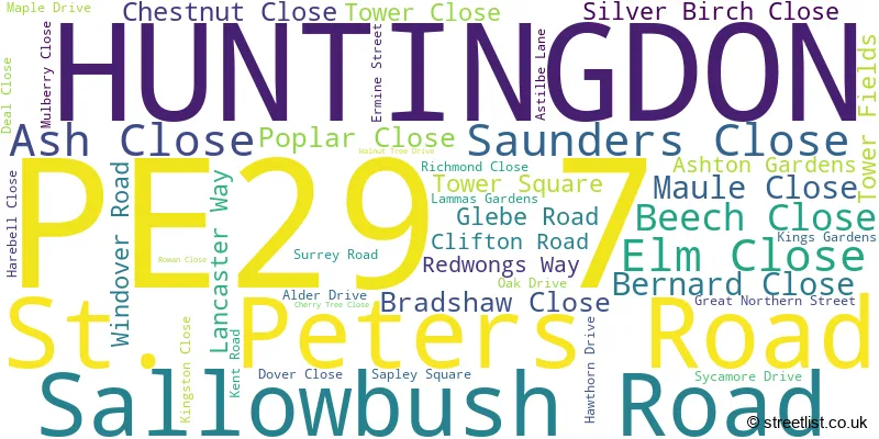 A word cloud for the PE29 7 postcode